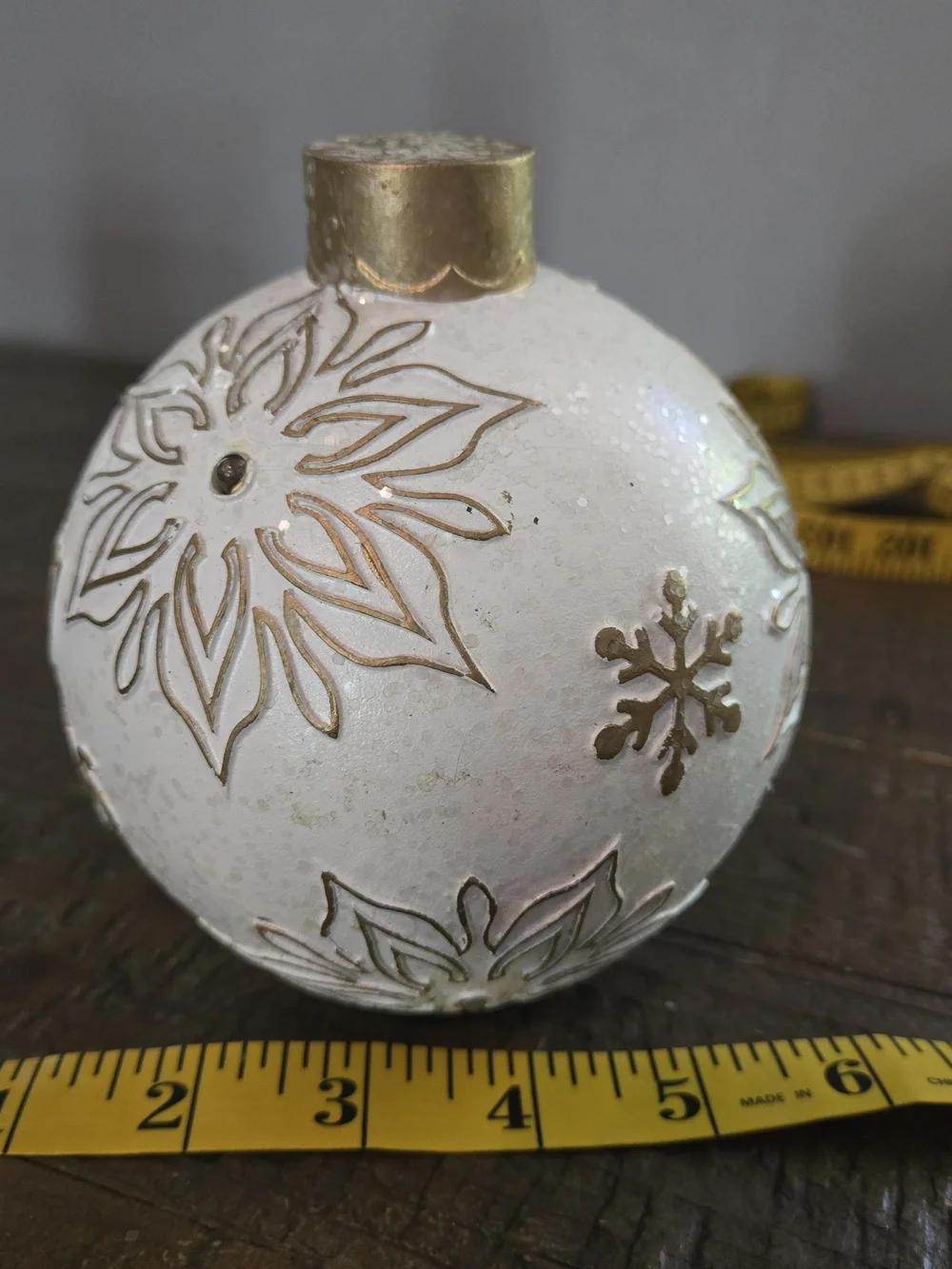 Light Up Happy Holidays Christmas Ornament Decor White Gold Glitter 5
